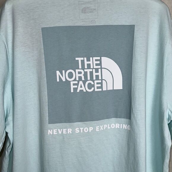 The North Face XL Sky Blue White Cotton Crewneck Short Sleeve Tee - Picture 8 of 11
